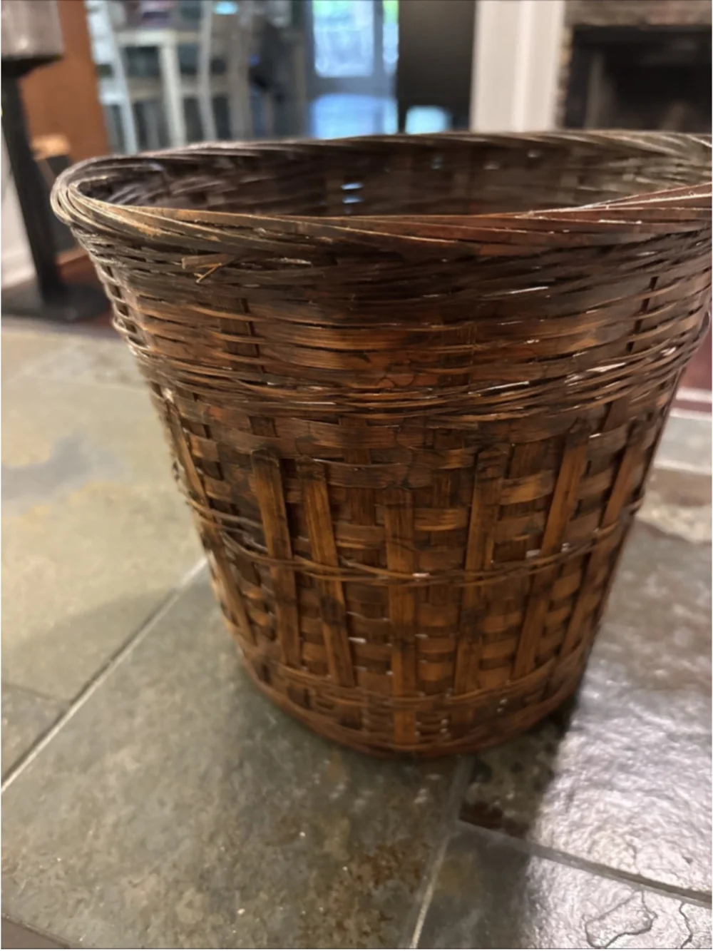 Vintage Boho Wicker Rattan Planter/waste Basket/storage Handmade